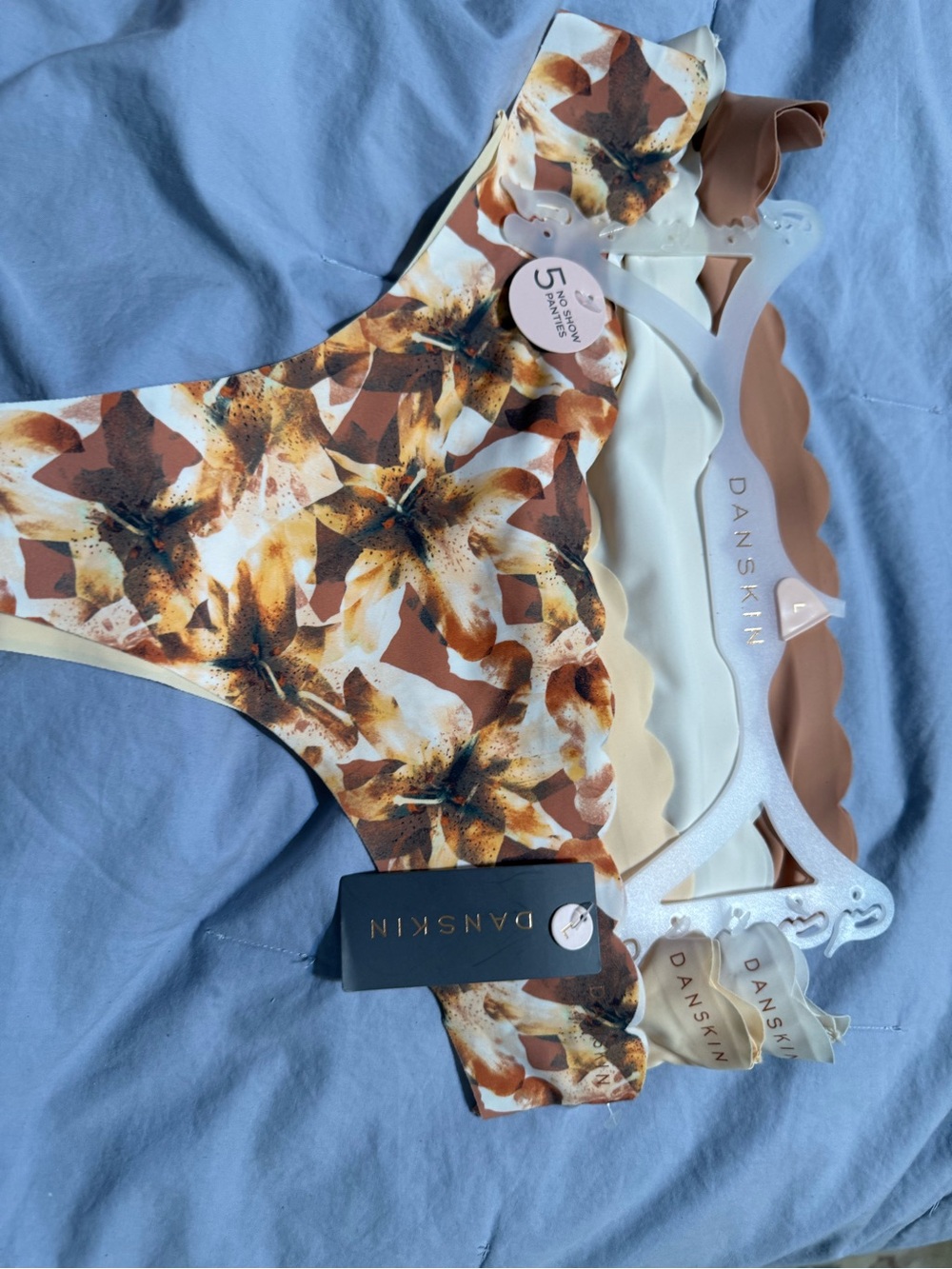 Danskin Brown & Cream Floral Scalloped Bikini Bottoms